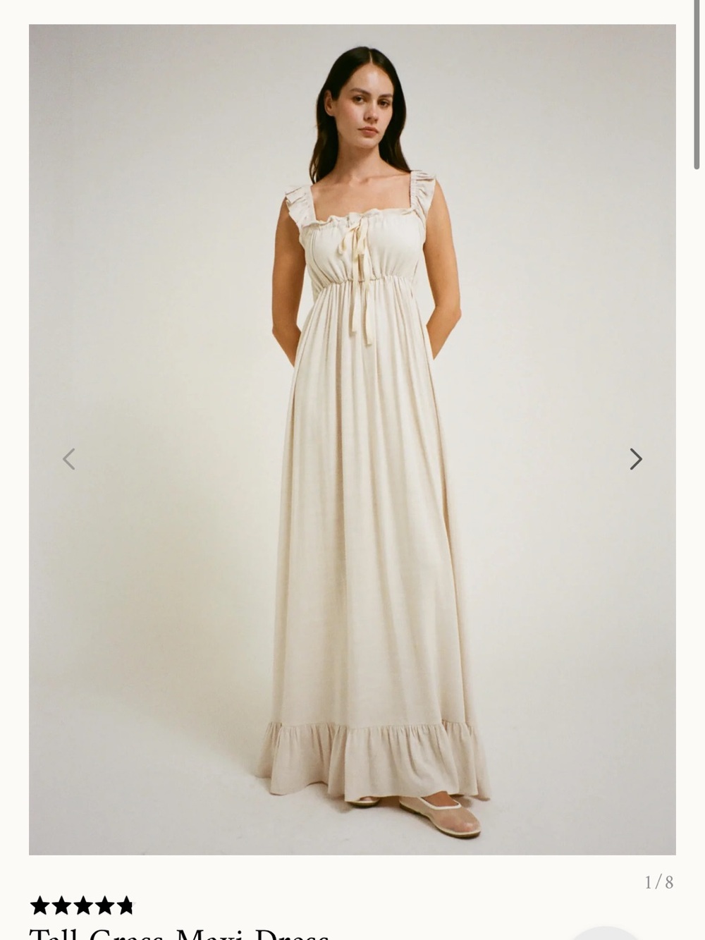 Rumored Cream Ruffle-Trim Maxi Dress